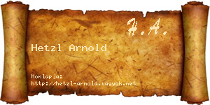 Hetzl Arnold névjegykártya